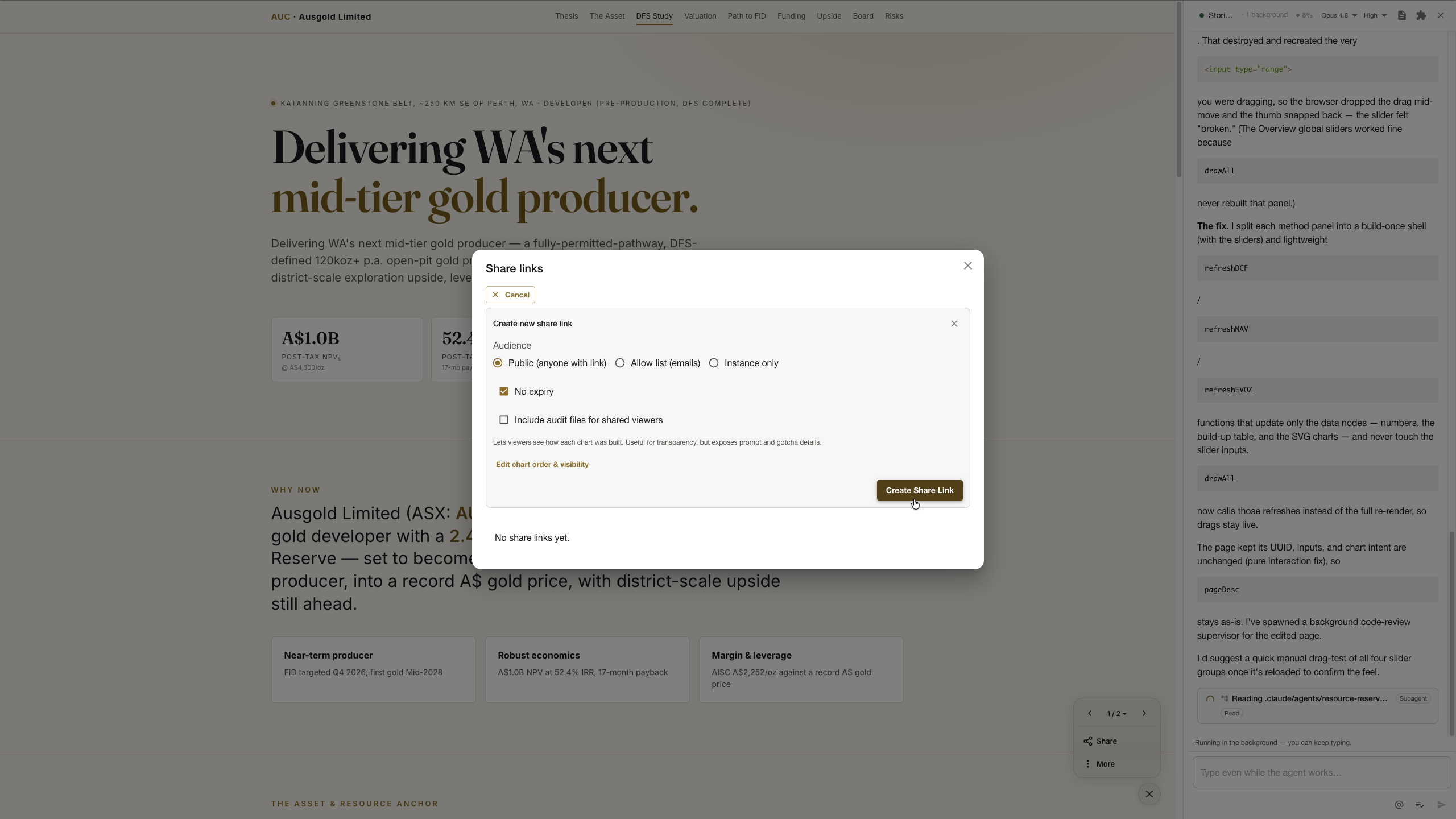 The agent working in the background to apply the requested changes